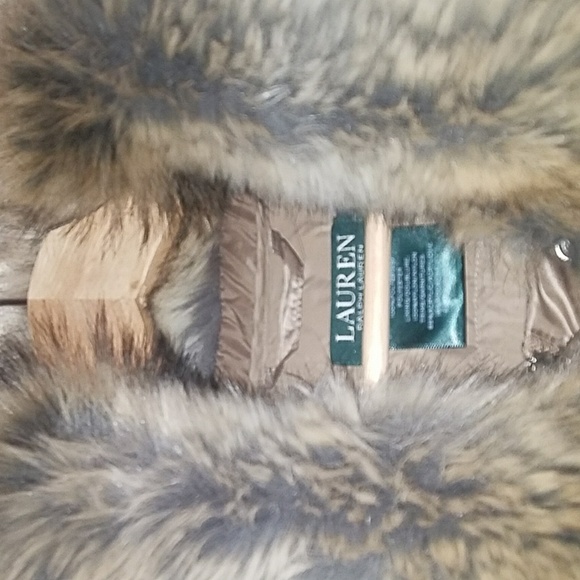 RALPH LAUREN Cayfrutray Truffle DOWN Puffer Jacket Winter Coat Faux Fur - Picture 7 of 11